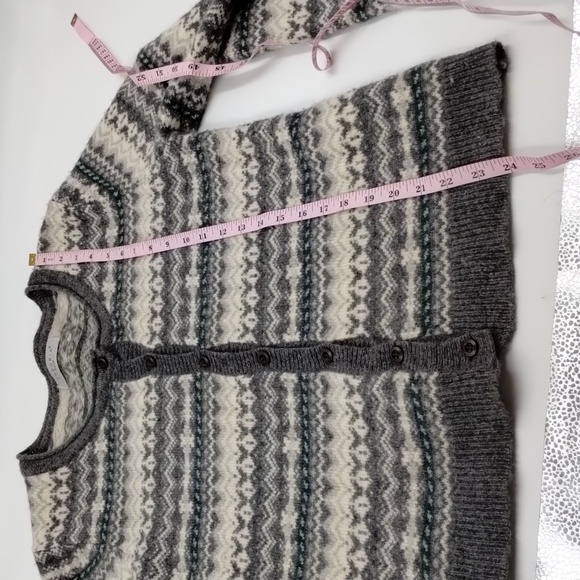 Theoria Nordic print buttondown cardigan sweater smaller large gray/green - Picture 9 of 9